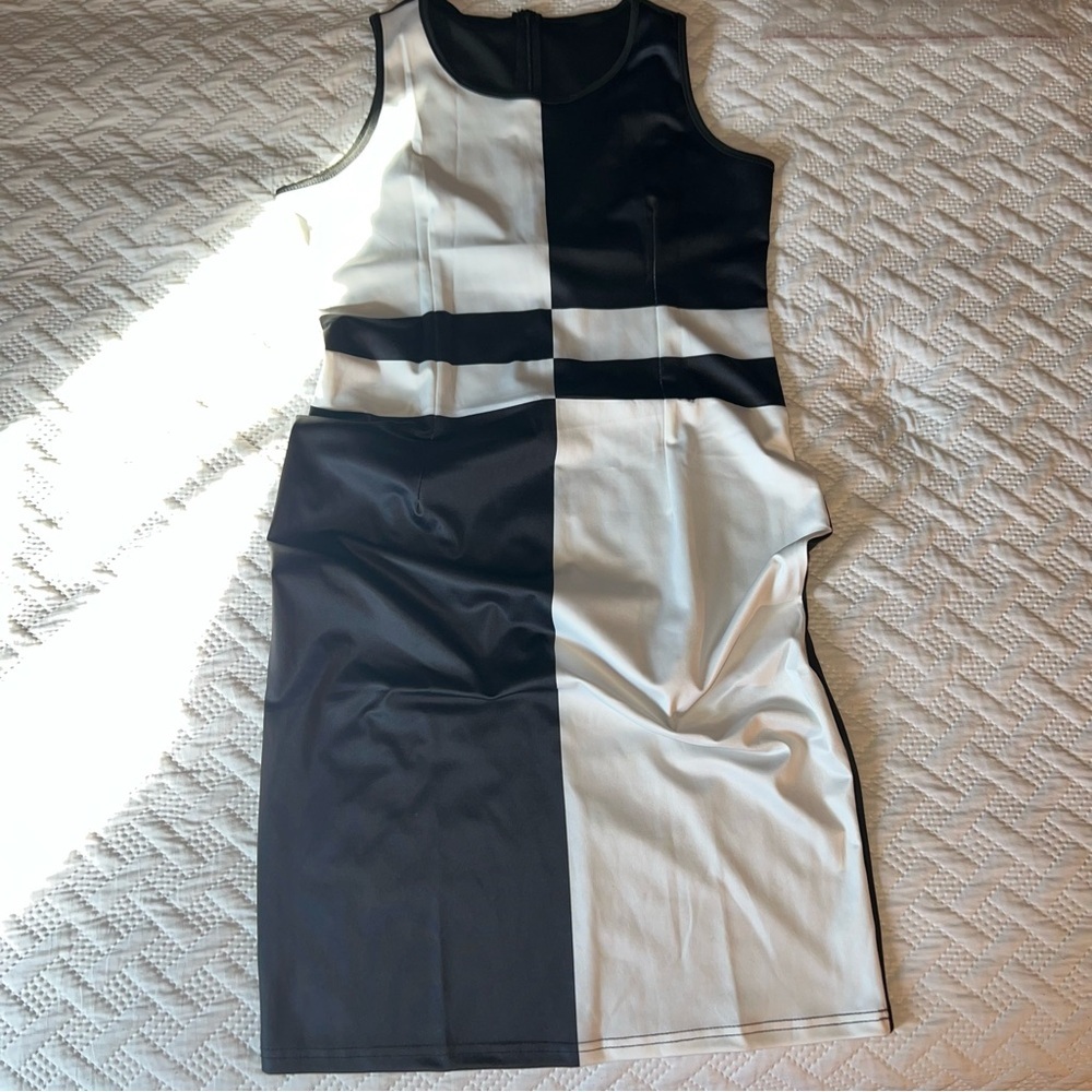 Black and White Sleeveless Dress